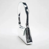 Silver Patent Pu Leather Shoulder Bag for Women Ladies Handbag Evening Party Clu