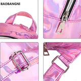 Silver Pink Laser Backpack Women Girls Bag Holographic Small Size Backpack