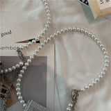 Silver Acrylic Beads Mini Handbag Shoulder Bag Crossbody Purse