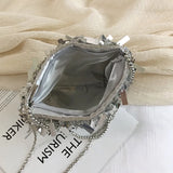 Silver Sequin Rhinestone Tassel Crossbody Clutch Handbag