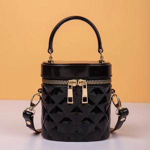 Silver Small Shoulder Bag Women Barrel Shaped Mini Cross Body Makeup Bag