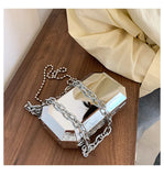 Silver Chain Party Clutch Purse for Women Shoulder Bag Crossbdoy Female
