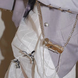 Silver Lipstick Bag, Mini Cylinder Shoulder Bag