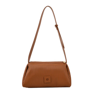 Striped Pleated Crossbody Bag Women's Messenger Handbag