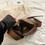 Striped Pleated Crossbody Bag Women's Messenger Handbag
