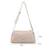 Striped Pleated Crossbody Bag Women's Messenger Handbag