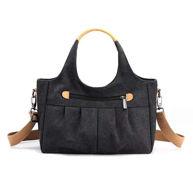 Casual Pleated Canvas Women's Messenger Bag