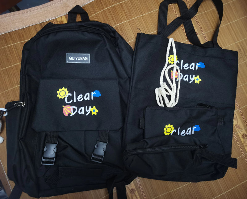 Canvas High School Backpack Set for Teen Girls - 4 Piece Travel Bookbags