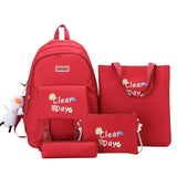 Canvas High School Backpack Set for Teen Girls - 4 Piece Travel Bookbags