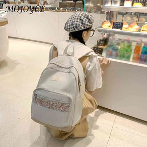 Floral Prints Splicing Shoulder Rucksack for Teens