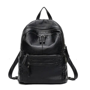 Fashionable PU Leather Women's Backpack Large Capacity Travel Bag