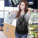 Fashionable PU Leather Women's Backpack Large Capacity Travel Bag
