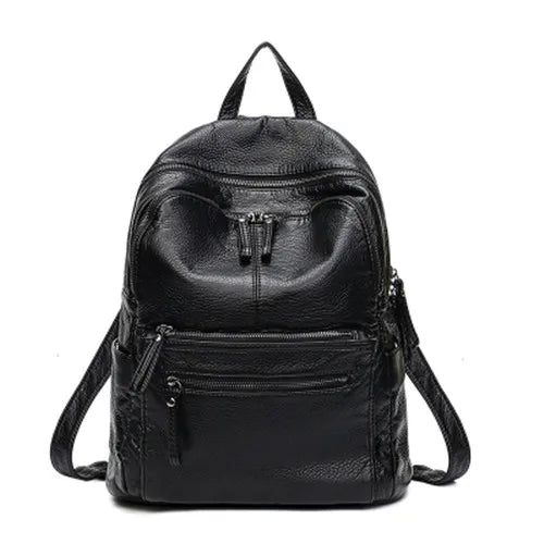 Fashionable PU Leather Women's Backpack Large Capacity Travel Bag