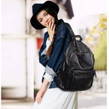 Fashionable PU Leather Women's Backpack Large Capacity Travel Bag