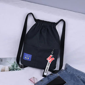 Canvas Drawstring Backpack Female Bagpack Student Backpack School Rucksack