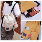 Canvas Drawstring Backpack Female Bagpack Student Backpack School Rucksack