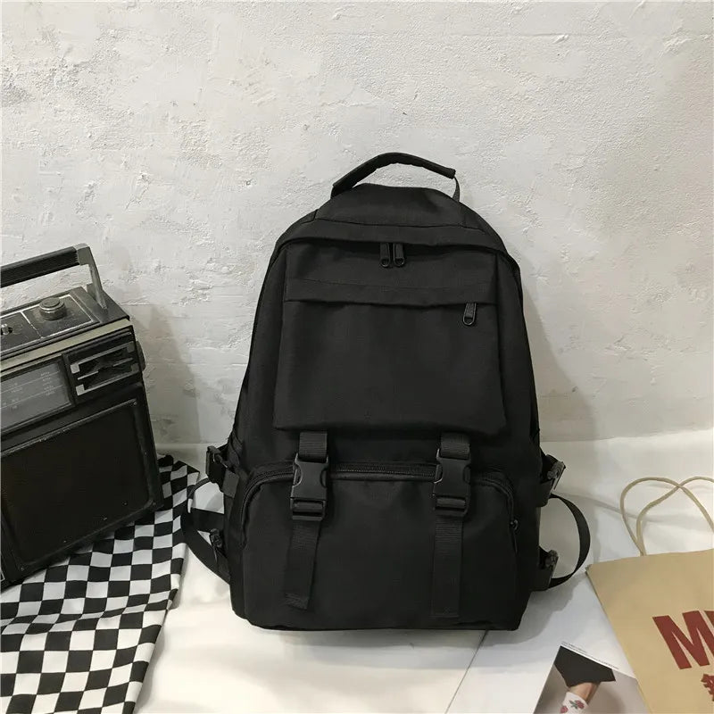 Large Capacity Travel Backpack Solid Harajuku Student Schoolbag