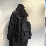 Large Capacity Travel Backpack Solid Harajuku Student Schoolbag