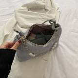 Small Fresh Chain Handbag Contrast Pleated Shoulder Bag Women