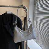 Small Fresh Chain Handbag Contrast Pleated Shoulder Bag Women