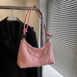 Small Fresh Chain Handbag Contrast Pleated Shoulder Bag Women