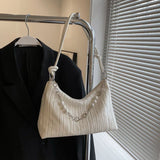 Small Fresh Chain Handbag Contrast Pleated Shoulder Bag Women