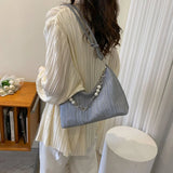 Small Fresh Chain Handbag Contrast Pleated Shoulder Bag Women