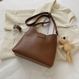 Bear Pendant Crossbody Bag Leather Handbag Vintage Messenger Bag
