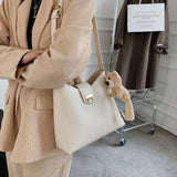 Bear Pendant Crossbody Bag Leather Handbag Vintage Messenger Bag