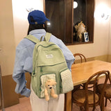 Canvas Backpack Student Laptop High School Book Bag Casual Travel Rucksack