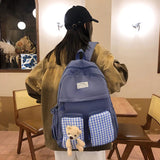 Canvas Backpack Student Laptop High School Book Bag Casual Travel Rucksack