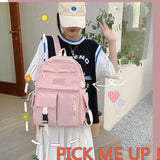 Canvas Backpack for Students Lightweight Large Capacity Book Bag School Bag