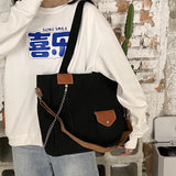 Women's Canvas Shoulder Bag Large Capacity Casual Totes Crossbody School Bag