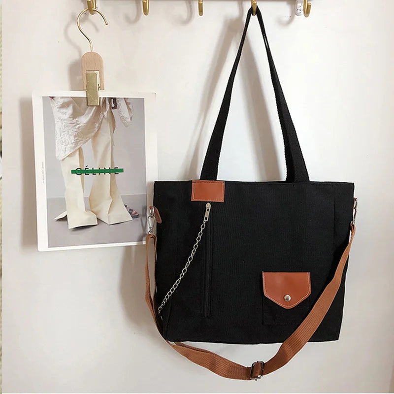 Women's Canvas Shoulder Bag Large Capacity Casual Totes Crossbody School Bag