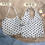 Canvas Dot Print Shoulder Bag for Women Large Capacity Casual Tote Handbag