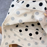 Canvas Dot Print Shoulder Bag for Women Large Capacity Casual Tote Handbag
