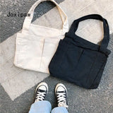 Canvas Large Capacity Shoulder Bag for Women Solid Casual Tote Bag