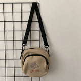 Canvas Small Square Crossbody Bag Retro Female Daily Phone Purse