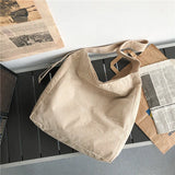 Canvas Zipper Bag Crossbody Plain Bag Large Capacity Shoulder Bag