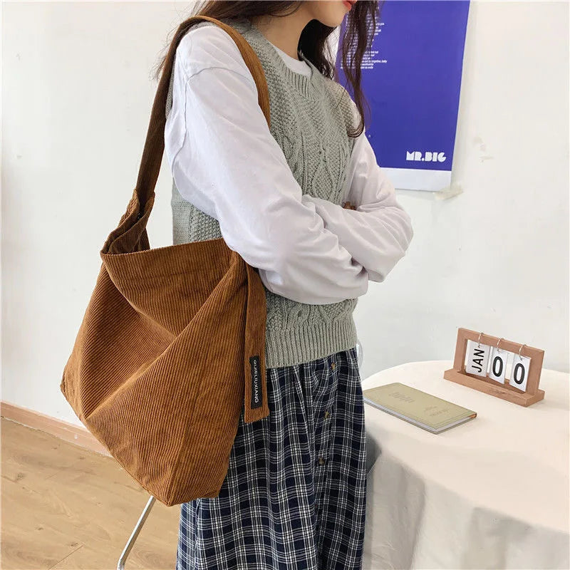 Canvas Zipper Bag Crossbody Plain Bag Large Capacity Shoulder Bag