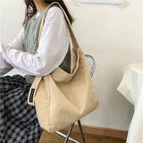 Canvas Zipper Bag Crossbody Plain Bag Large Capacity Shoulder Bag