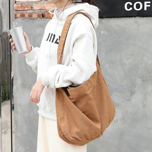 Vintage Red Canvas Crossbody Bag for Women