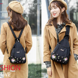 Embroidery Flower Chest Bag Vintage Travel Back Bag