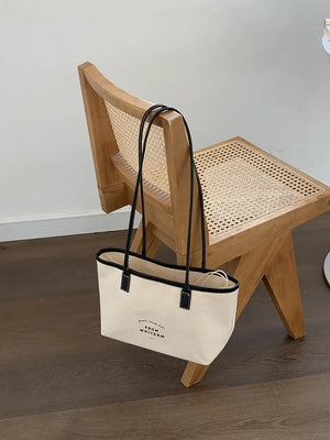 Casual Canvas Shoulder Bag Letter Print Handbag Ladies Shoulder Bag