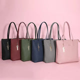 Casual Totes Bag Pu Leather Women Shoulder Handbag Large Capacity Zipper Purse