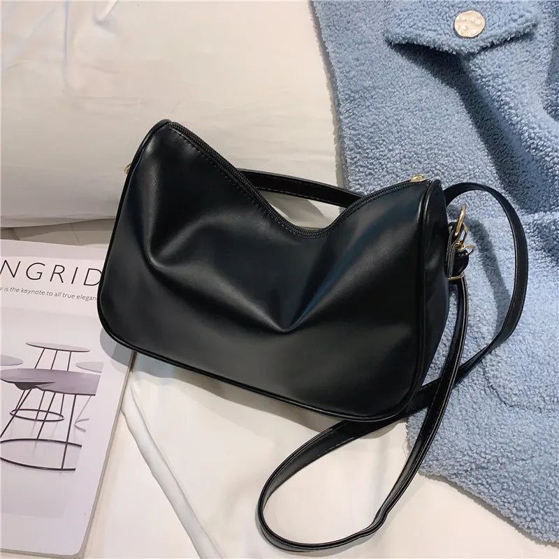 Small Square Shoulder Bag Soft PU Leather Crossbody Tote Handbag
