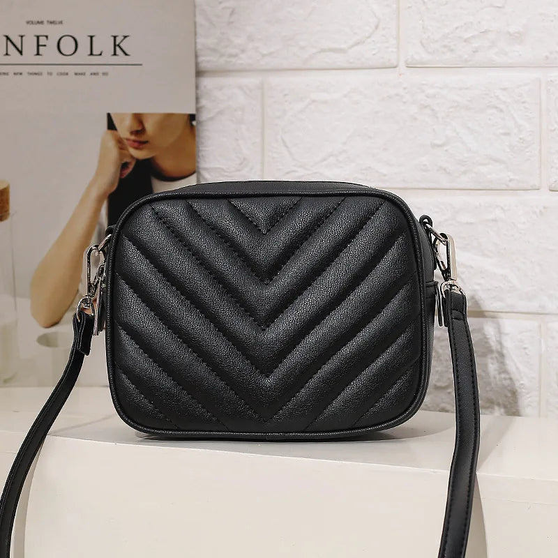 Casual Women Shoulder Bag Stripe PU Leather Crossbody Tote Handbag
