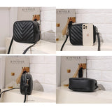 Casual Women Shoulder Bag Stripe PU Leather Crossbody Tote Handbag