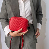 Casual Women Shoulder Bag Stripe PU Leather Crossbody Tote Handbag