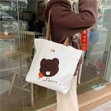 Women's Bear Embroidered Shopping Bag - Large Capacity Tote Shoulder Bags
